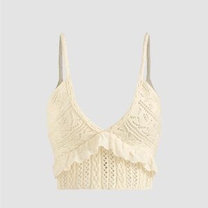 Cider Cream Solid Crochet Ruffle Tank Top Size L Brand New w Tags